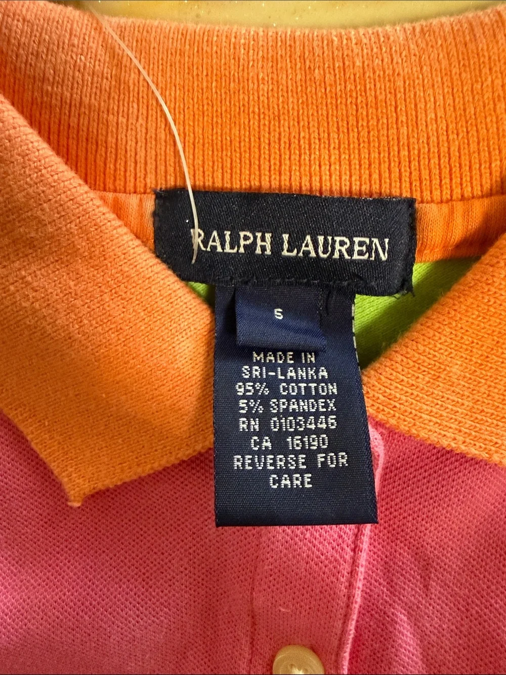 Ralph Lauren Pink Color Block Sleeveless Polo Tank with Coral Trim & Green back